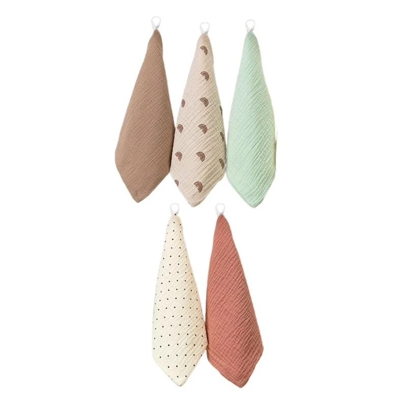 J15U 5 قطعة/المجموعة لطيف طباعة الطفل مريلة الأطفال الصغار منديل صغير لينة تنفس