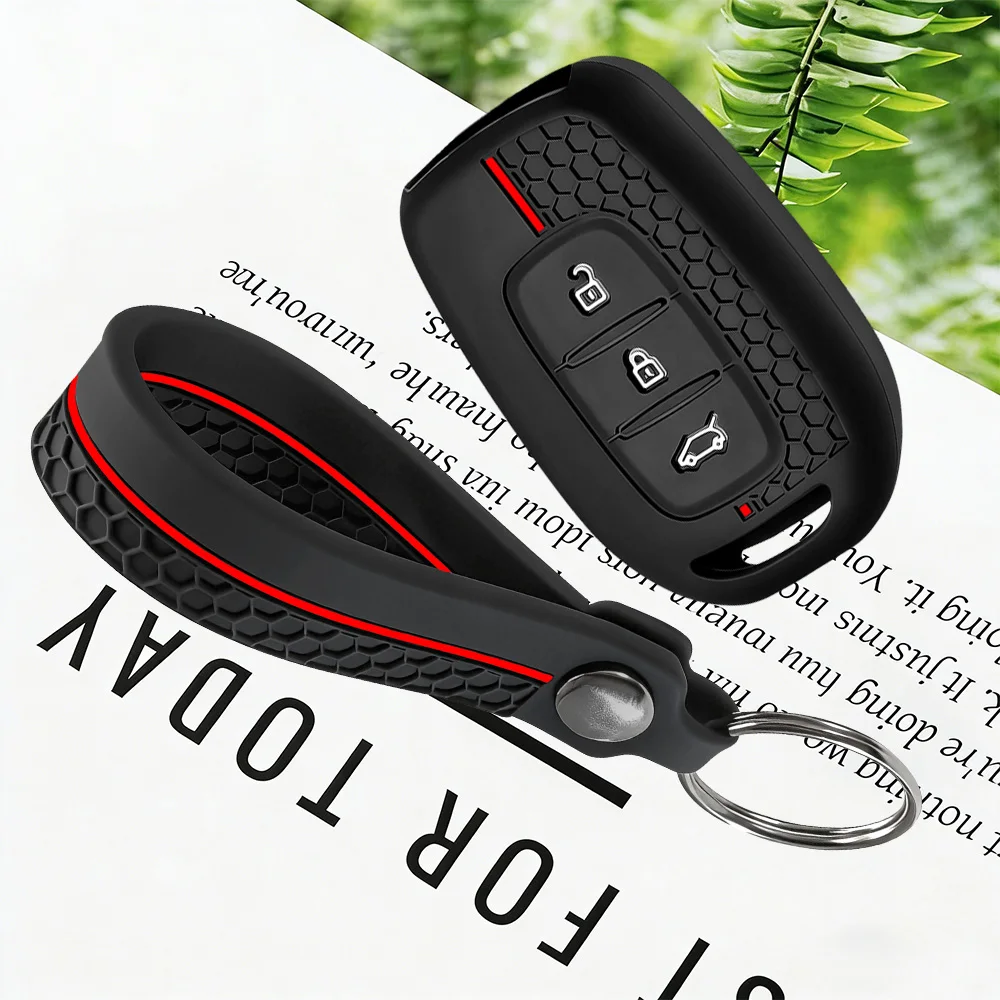 Premium Silicone Car Key Case Cover With Keychain-For Renault Kwid Traffic Symbol Dacia Sandero Logan Duster 2016 2017 2018