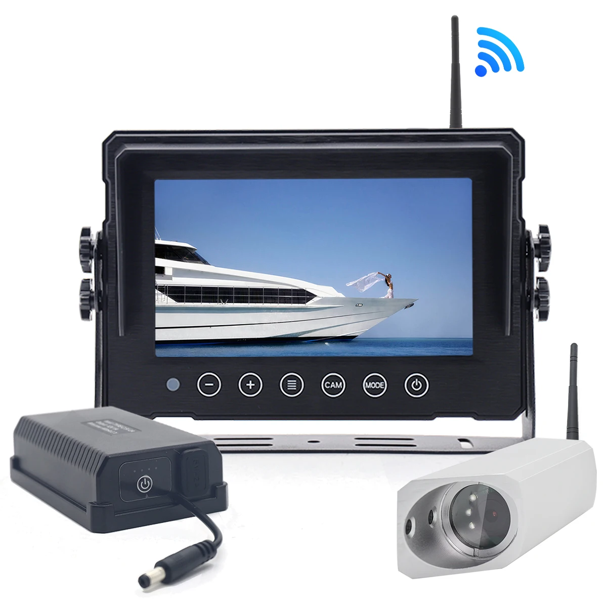 YWX Wireless Reach Truck Forklift Camera System with Forklift Monitor and Rechargeable Battery Pack