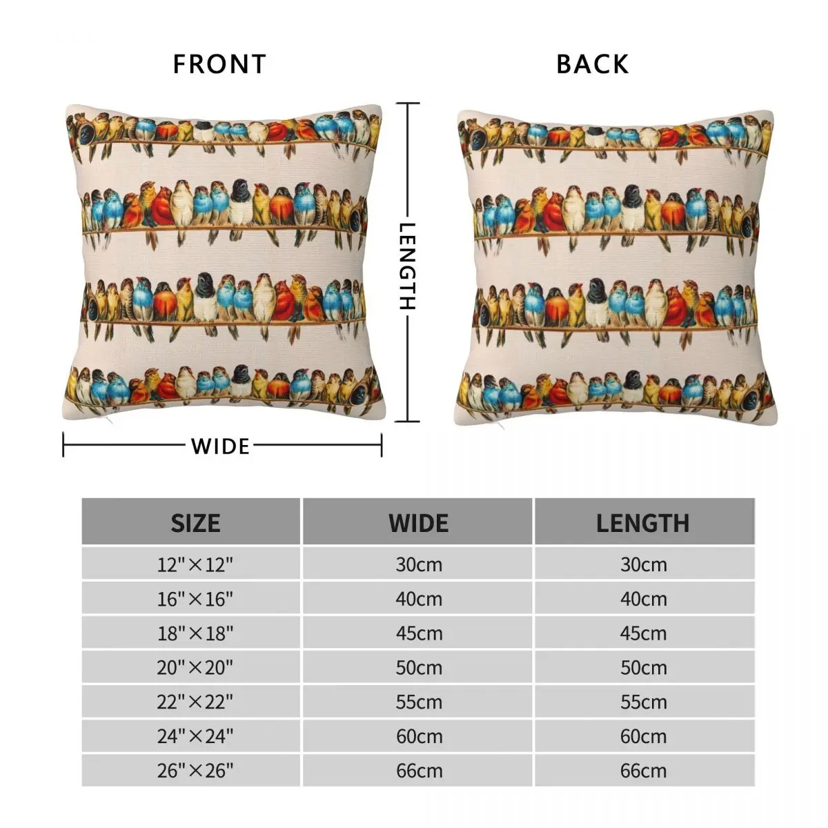 A Perch Of Birds Pillowcase Polyester Linen Velvet Creative Zip Decor Throw Pillow Case Room Cushion Cover