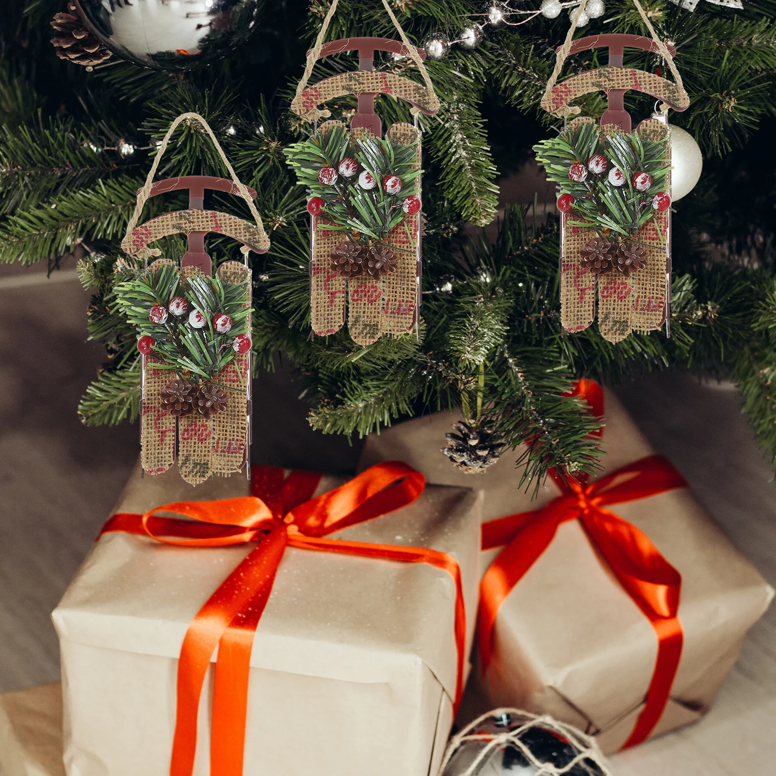 

Christmas Decoration Hanging Pendant Ornament For Wall Party Holiday Decor Rustic Sled Xmas Tree Pendant Charms Sleigh Wall