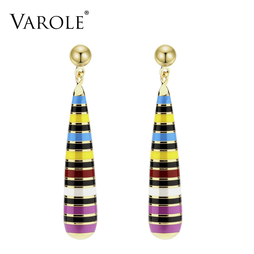Gold Tone Enamel Bell Dangle Drop Earrings for Women