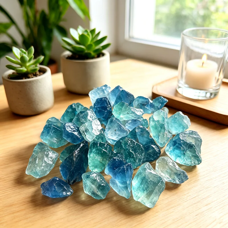 Natural Green Blue Fluorite Raw Crystal Mineral Specimen Healing Gravel for Home Decor Aquarium Crystal Grid Meditation Stone