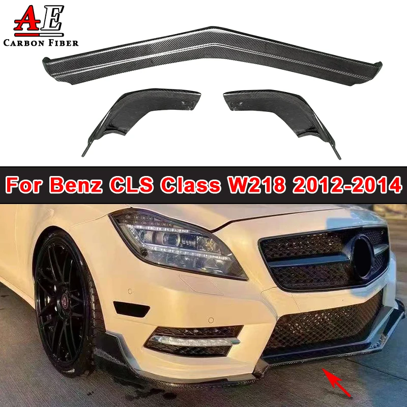 For Mercedes Benz CLS Class W218 CLS300 CLS350 2012-2014 Carbon Fiber Front Bumper Lip Splitter Diffuser Spoiler Body Kit