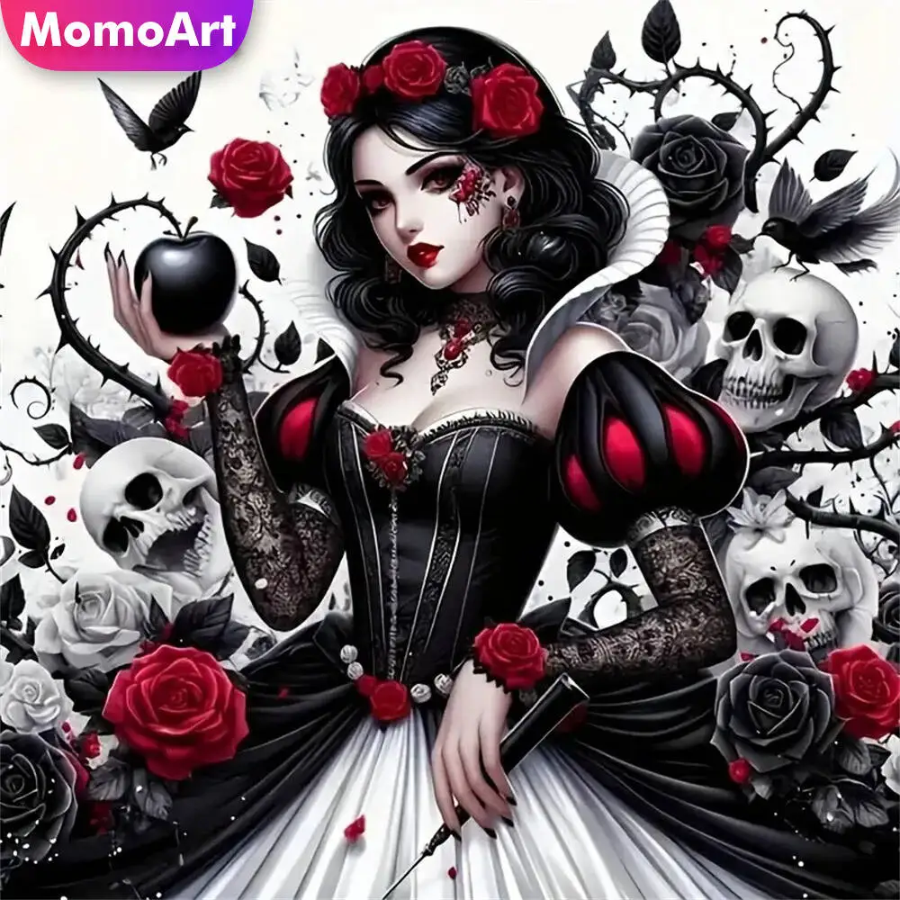 Momoart New Arrival Diamond Mosaic Woman Portrait DIY Picture Rhinestones Skeleton Diamond Painting Flower Unique Gift
