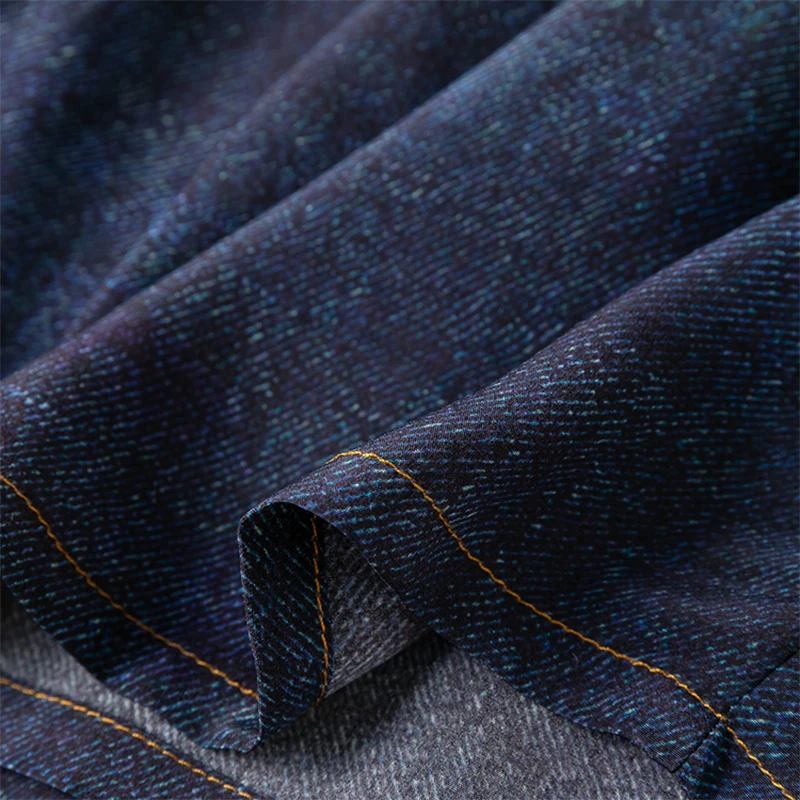 سراويل نسائية 100% حرير التوت 16 مومي حرير فضفاض نوع واسع الساق جينز كحلي مطبوع سراويل طويلة مع جيوب L XL M1155