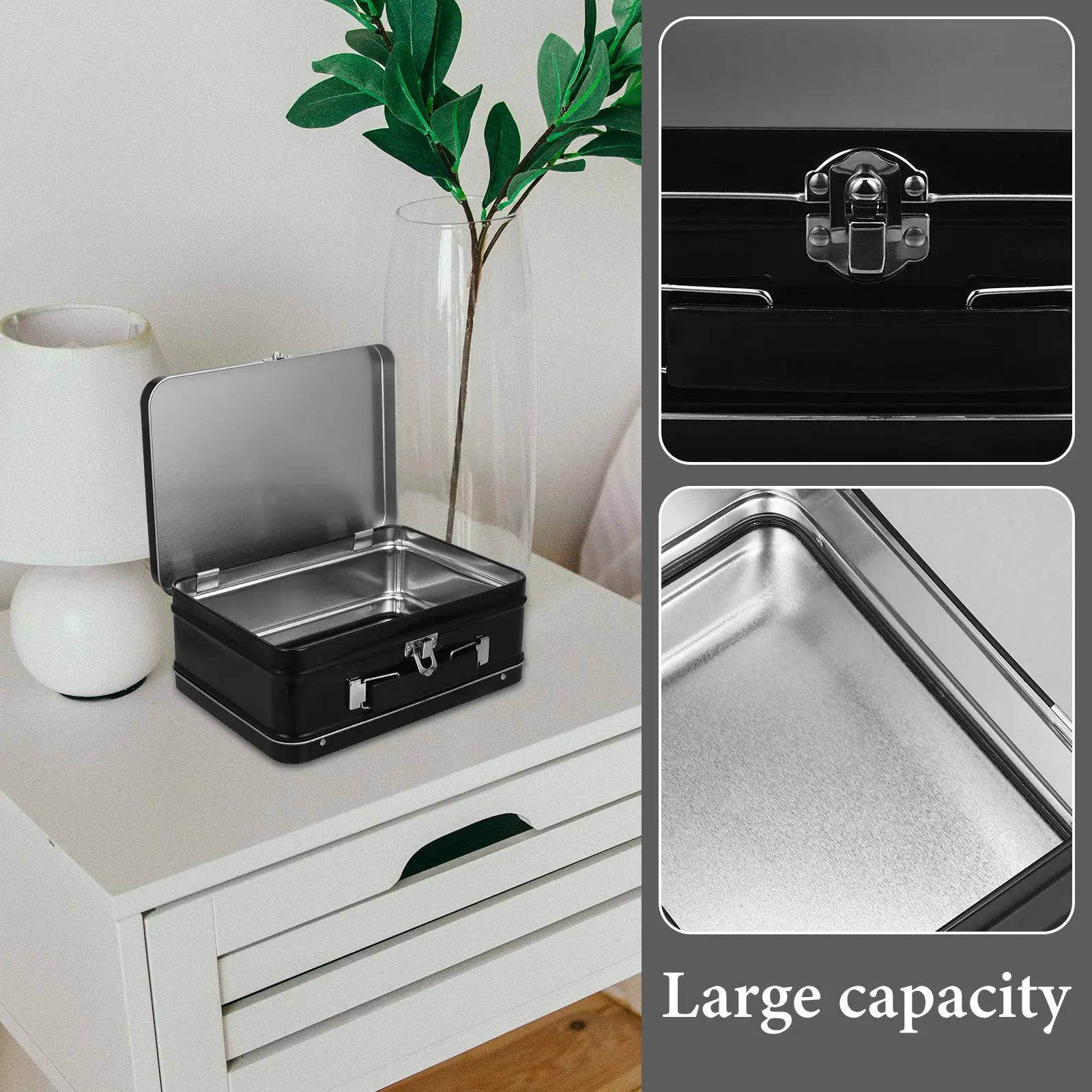 

Tinplate Box 205x150x75 White Large Capacity Desktop ganizer Gift Box Lightweight Travel Office Jewelry Coin Storage