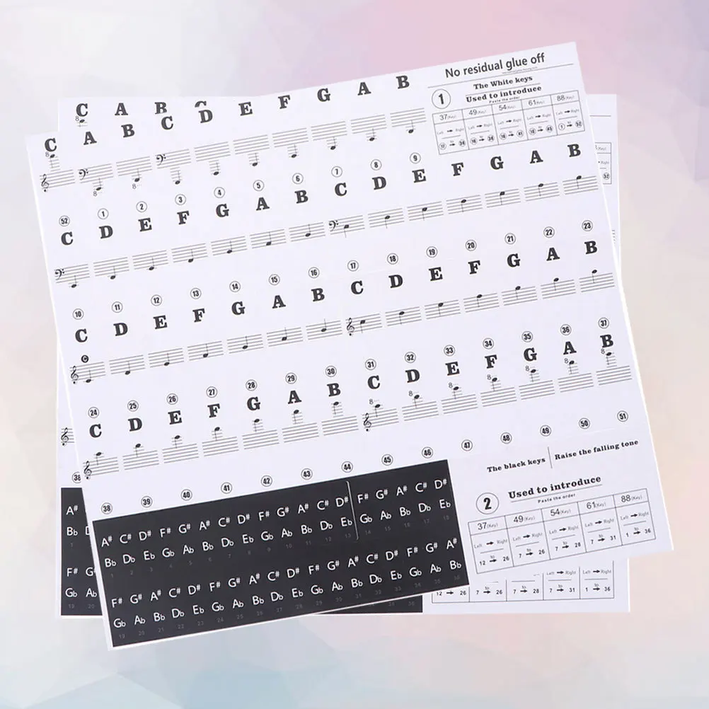 

2Pcs Piano Keyboard Stickers Transparent Durable Reusable Easy Apply Piano Key Stickers for Electronic Organ Beginners