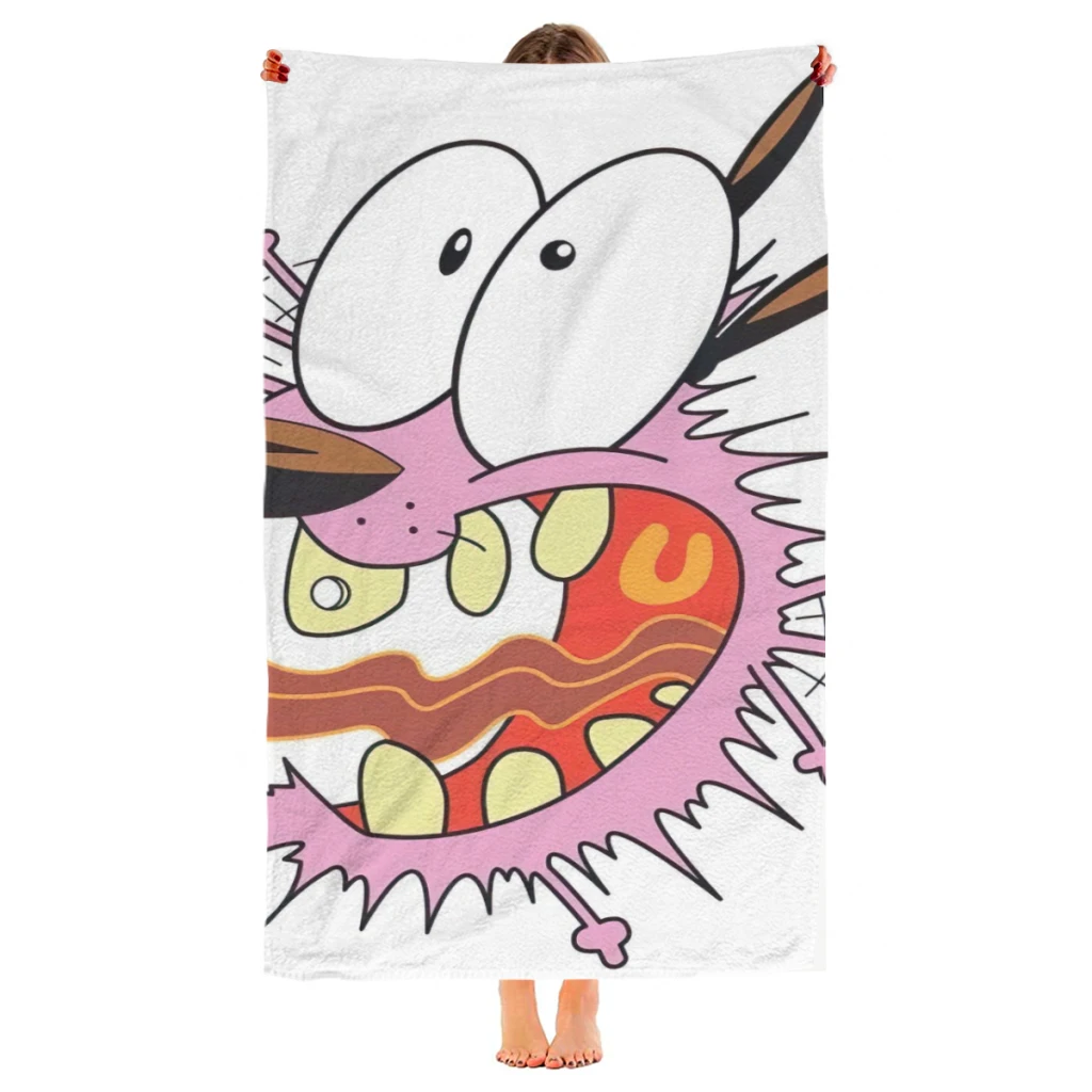 Courage Cowardly Dog Beach Towel  Poncho Bathing Towels Cover-ups Quick Dry Sand Free Yoga Spa Gym Pool