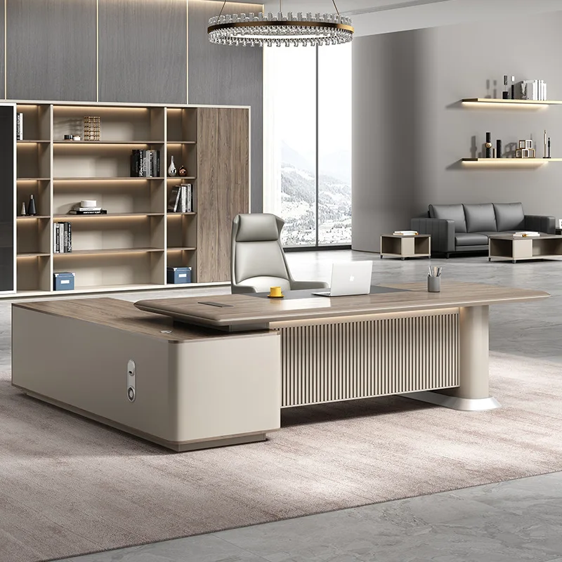 

Boss table simple modern president table and chair combination office furniture light luxury