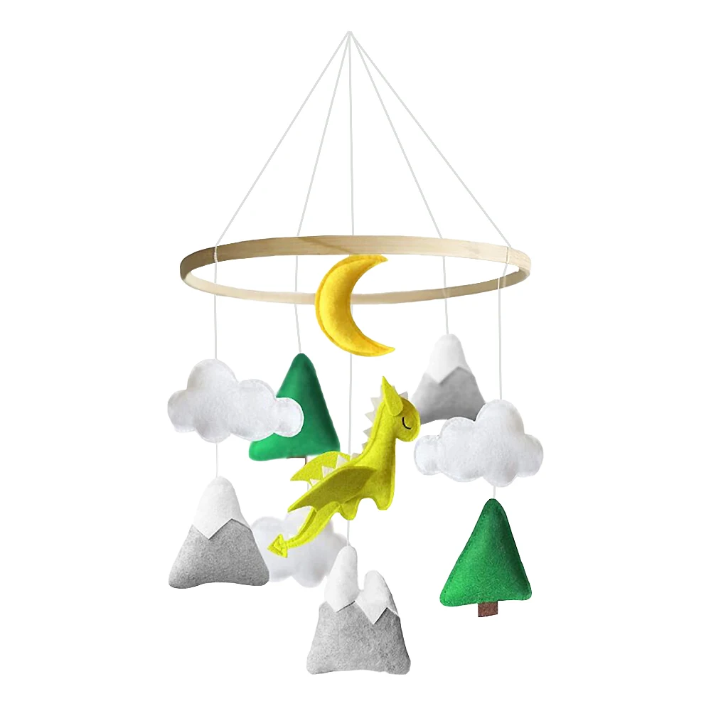 Newborn Baby Crib Hanging Mobile Wind Chimes with Felt Fox Cloud Star Moon Mountain Tree Pendants for Baby Shower Birthday Gifts