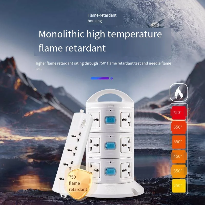 5 Types Socket Board Independent Switch Vertical Strip USB Extension Cable Socket Board Anti-Drop Anti-Freeze Traveling Home