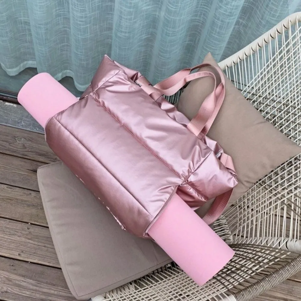 

Breathable Solid Color Travel Tote Bag Large Capacity Soft Shoulder Gym Sports Bag Dry Wet Separation Nylon Yoga Mat Bag Men