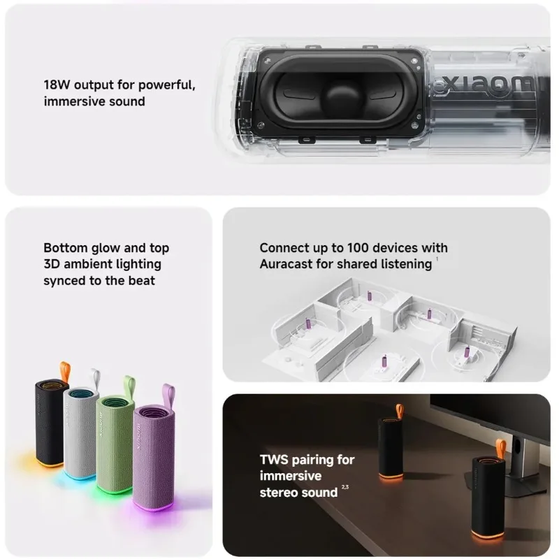 Global Version Xiaomi Sound Play Bluetooth6.0 18W TWS Connect 2600mAh IP68 Water and Dust Resistance Outdoor Party Mini Portable