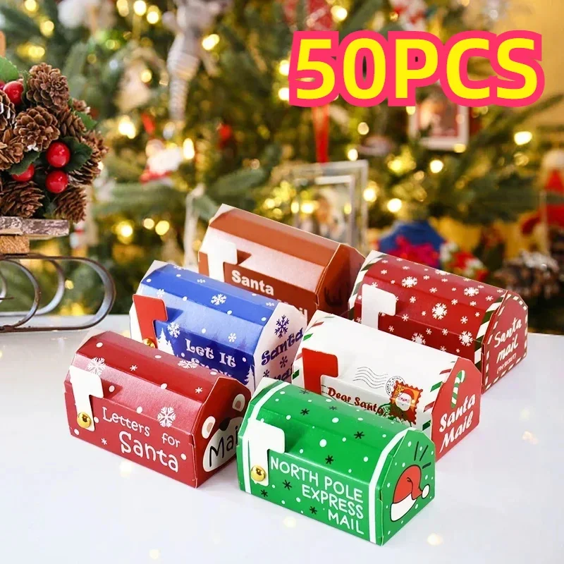 

50PCS Candy Box for Christmas DIY Sweets Chocolate Cookies Decoration Party Gift Xmas Wedding Paper Packaging Boxes 2025 Navidad