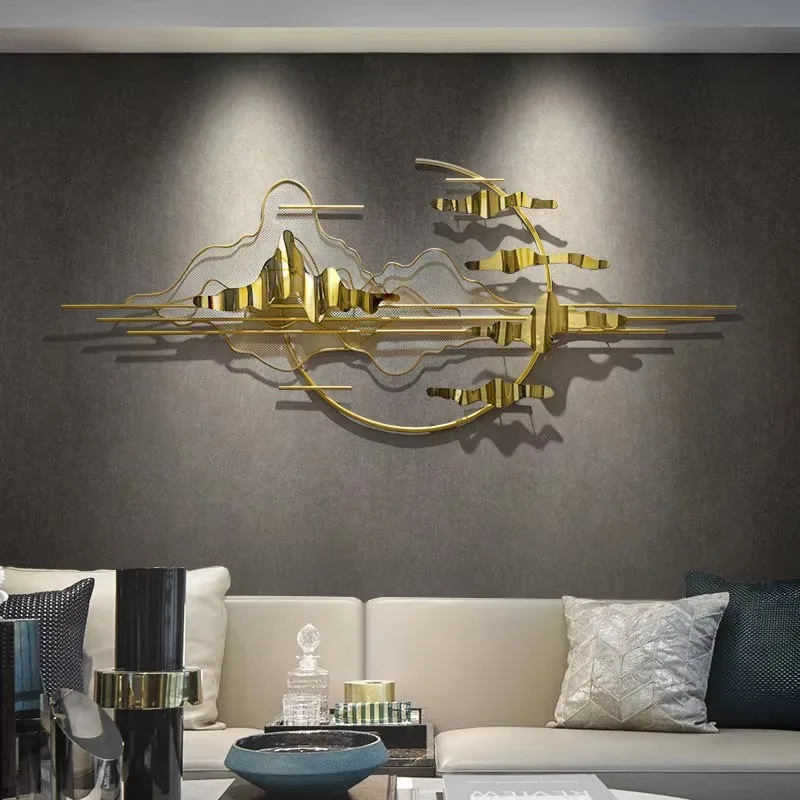 135x56 Gold Metal Handicraft Decoration Living Room Wall Creative Iron Light Luxury Wall Art Hanging