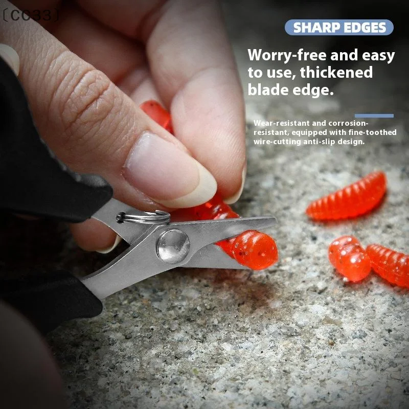 [[CC33」 1 قطعة طلاء التيتانيوم الفولاذ المقاوم للصدأ مقص الصيد ذو طيات قطع جديلة من البولي ايثيلين خط القاطع ذباب أدوات صيد سمك الشبوط