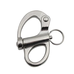 316 Stainless Steel Quicke Release Fixed Bail Snap Shackle With Ring 35mm 52mm 69mm 96mm For Rigging Sailing