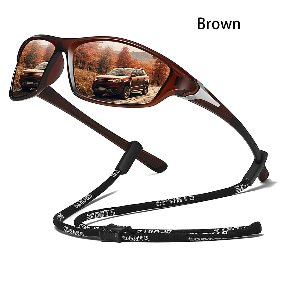 Modische UV400-Sonnenbrille mit Metallrahmen, Unisex, Outdoor-Sport-Schutzbrille mit Kette zum Bergsteigen und Angeln – Detail 7