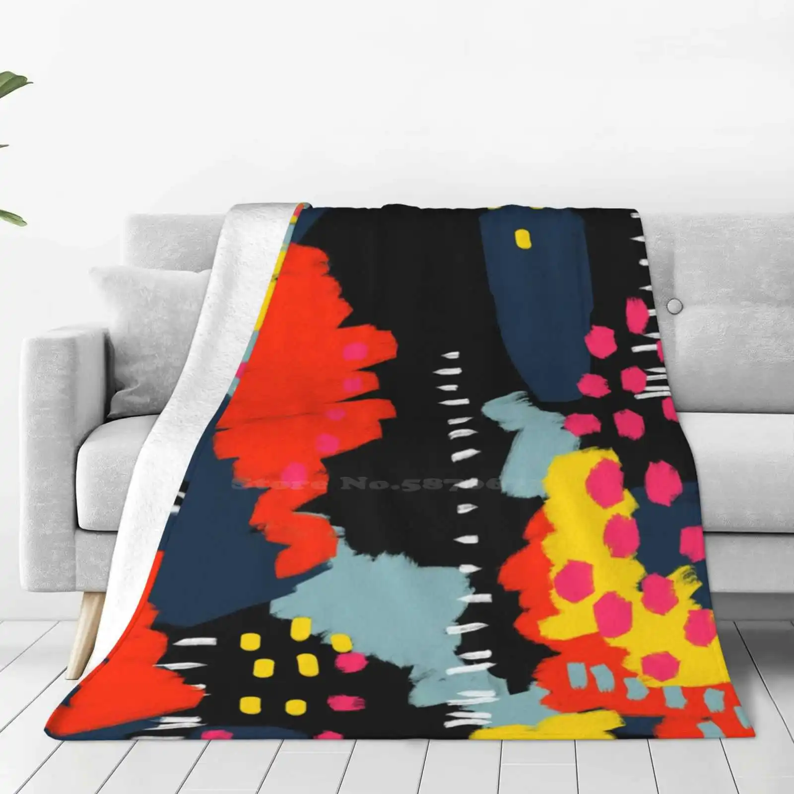 Dark Side Trend Style Funny Fashion Soft Throw Blanket Abstract Pattern Graphic Bold Bright Fun Fashion Colorful Pink Red Black