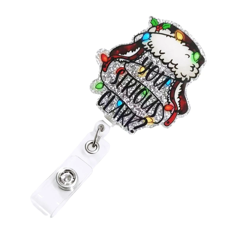 MerryChristmas Retractable Nurse Badge Reel Glitter IDCard Holder Key Lanyard