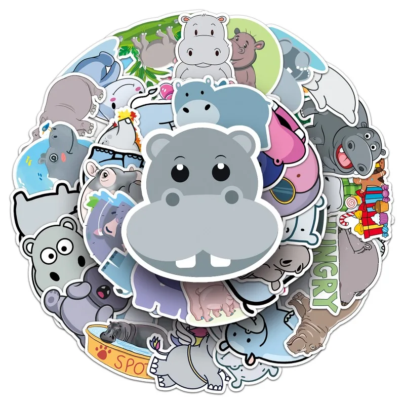 50 Stück Cartoon Persönlichkeit Nilpferd Kreative Graffiti Dekoration Aufkleber