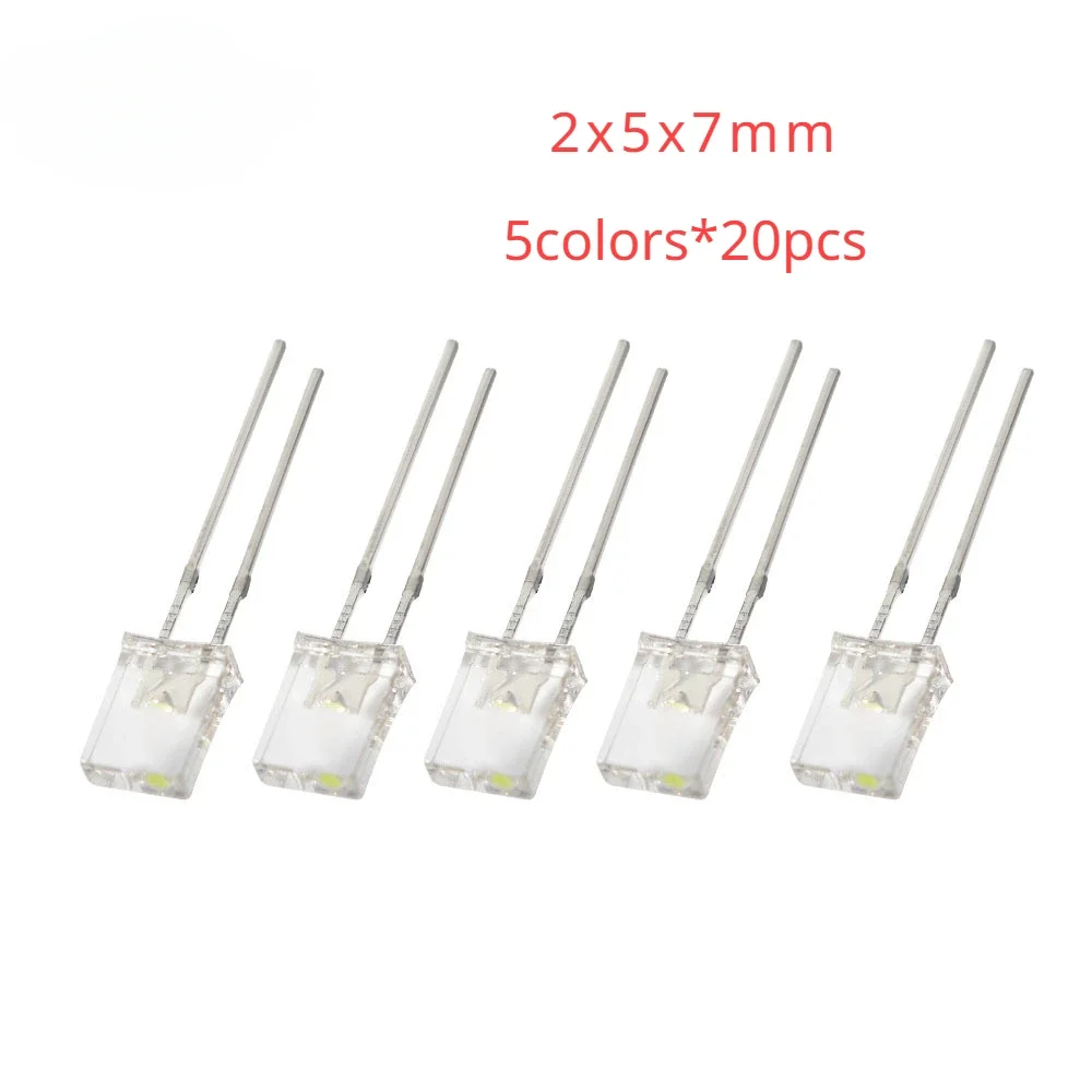 100PCS Square LED Diode Kit 2x3x4/2x5x7MM LED Diode 5 Color Indicator Light LED Electronic Components Led Lights Diodes Kit Set