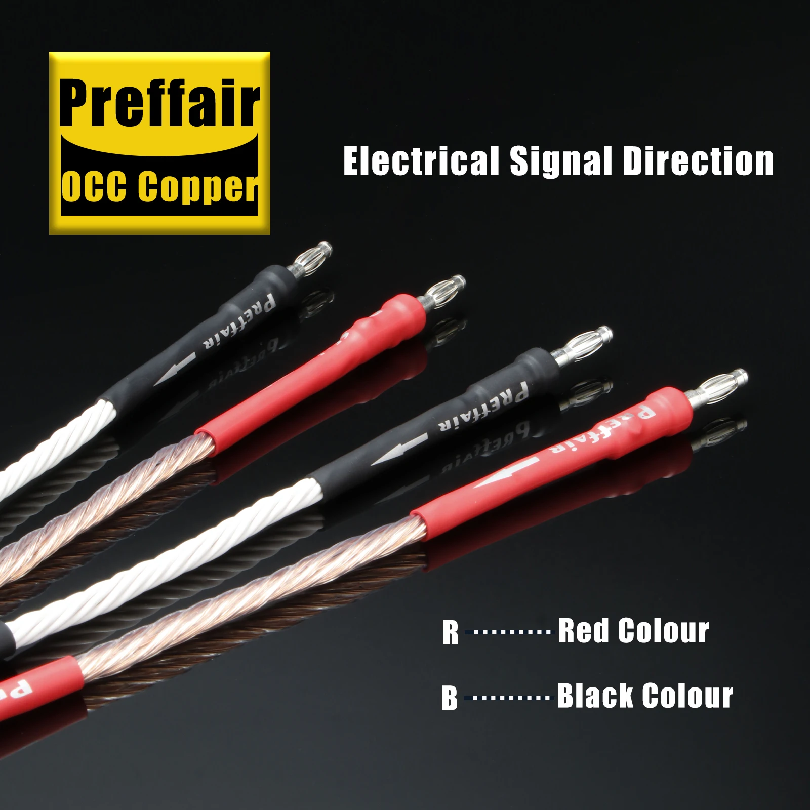 Preffair L302 Jumper Cables 4 Strands OCC Copper Speaker Bridge Wiring with Banana/Y Spades Connectors for Speaker/AMP-15/20CM