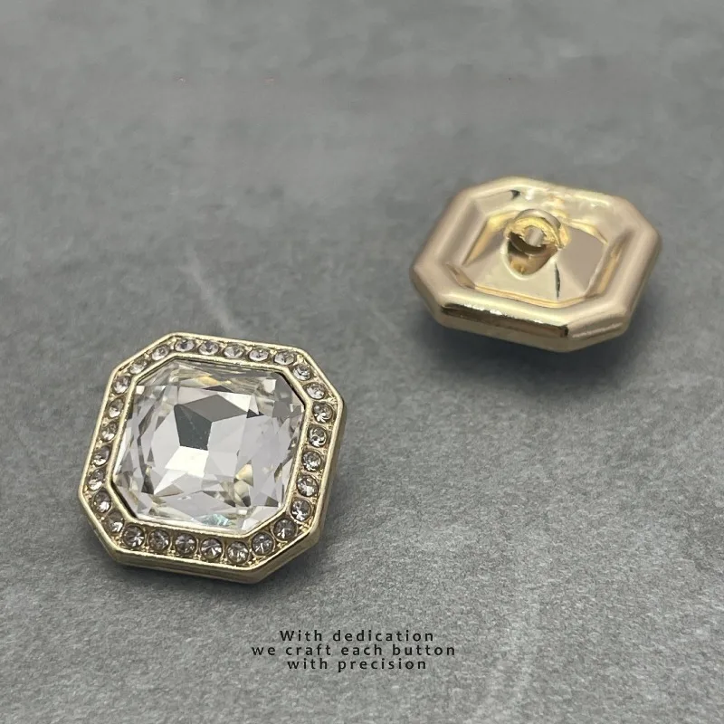 2 قطعة أزياء وأنيقة مضلع مربع حجر الراين سبائك الزنك زر DIY بها بنفسك الملابس فساتين جاكيتات شيونغسام الجينز قبعة أكياس