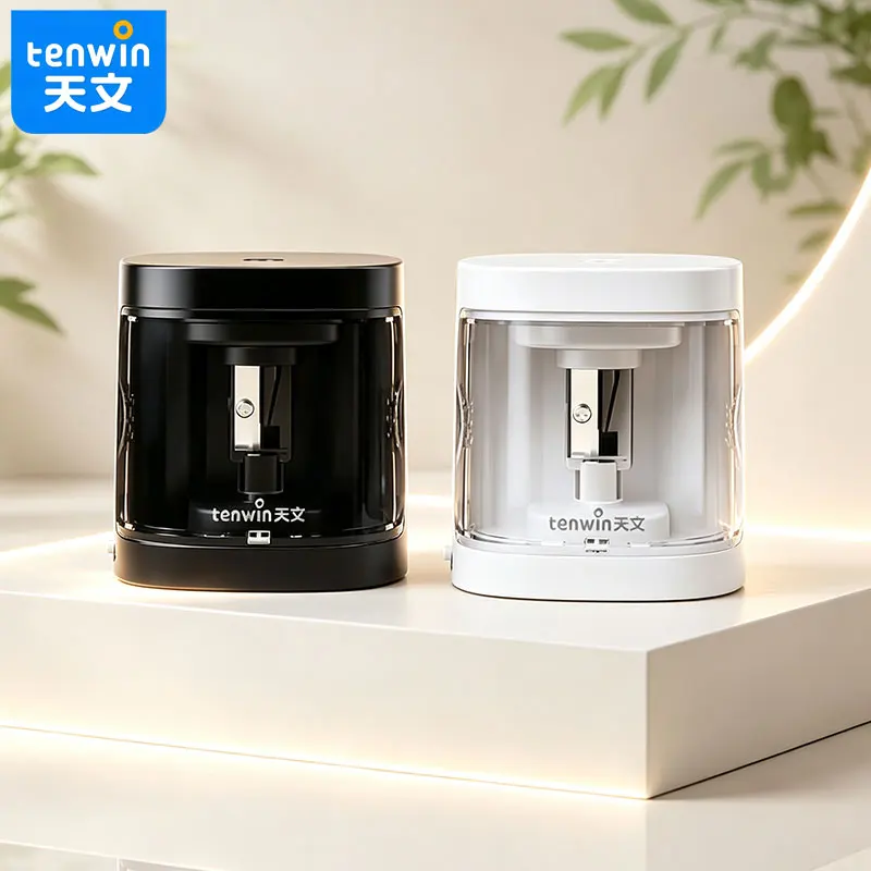 Tenwin Electric pencil sharpener large capacity scrap box to reduce frequent scrap, lightweight body, easy to carry.