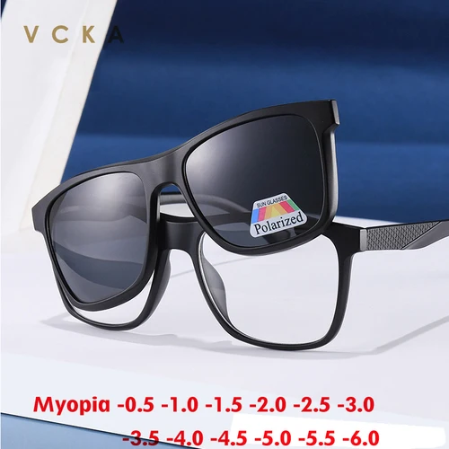Imagen 1 del producto VCKA-gafas de sol polarizadas 6 en 1 para hombre y mujer, lentes clásicas con Clip magnético óptico, montura personalizada, 0,5 a 10