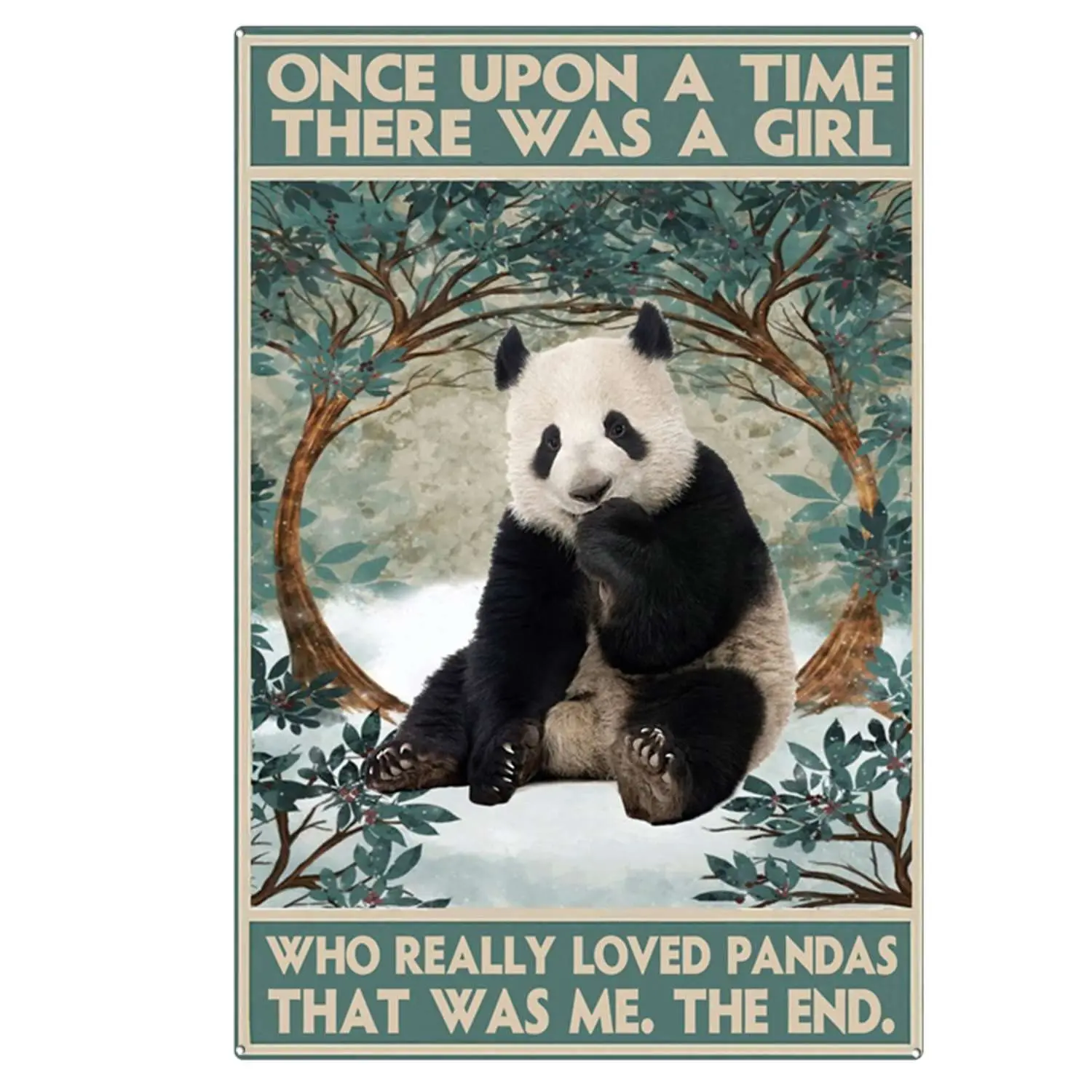 Vintage Wall Decor Love Panda Vintage Signs Once Upon A Time There was A Girl Who Really Loved Pandas Signs Panda Art Print sign