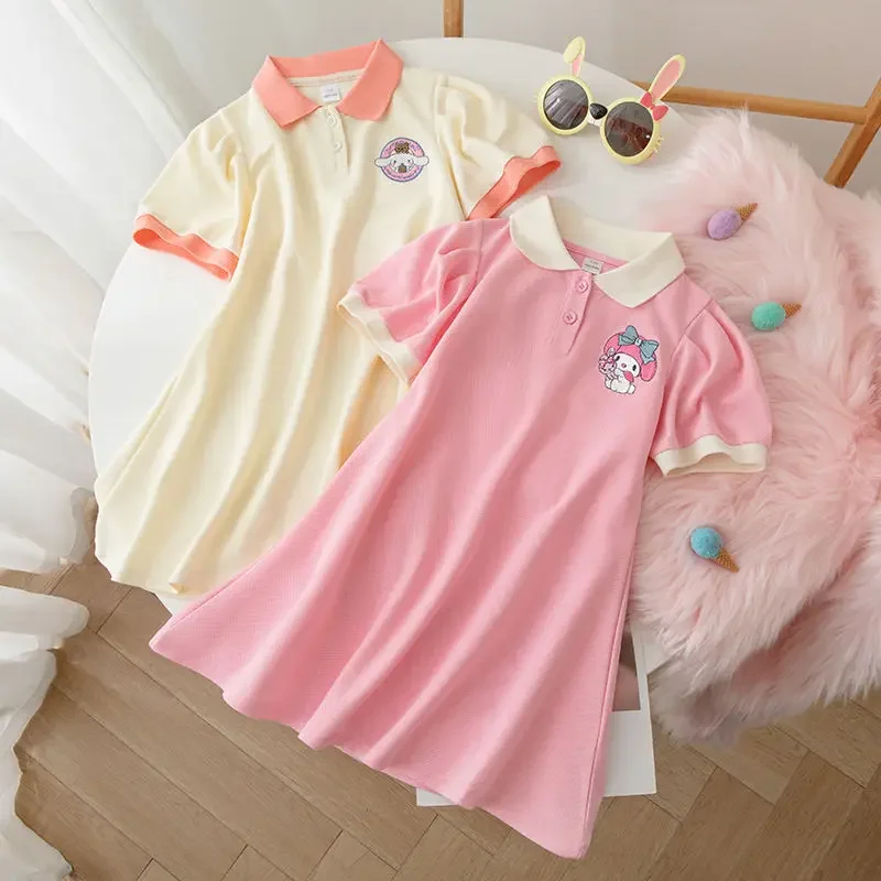 

Girly Heart Dress Kuromi Cinnamoroll My Melody Anime Y2K Sanrio Kawaii Summer Princess Skirt Cute Shirt Clothing Girls Gifts