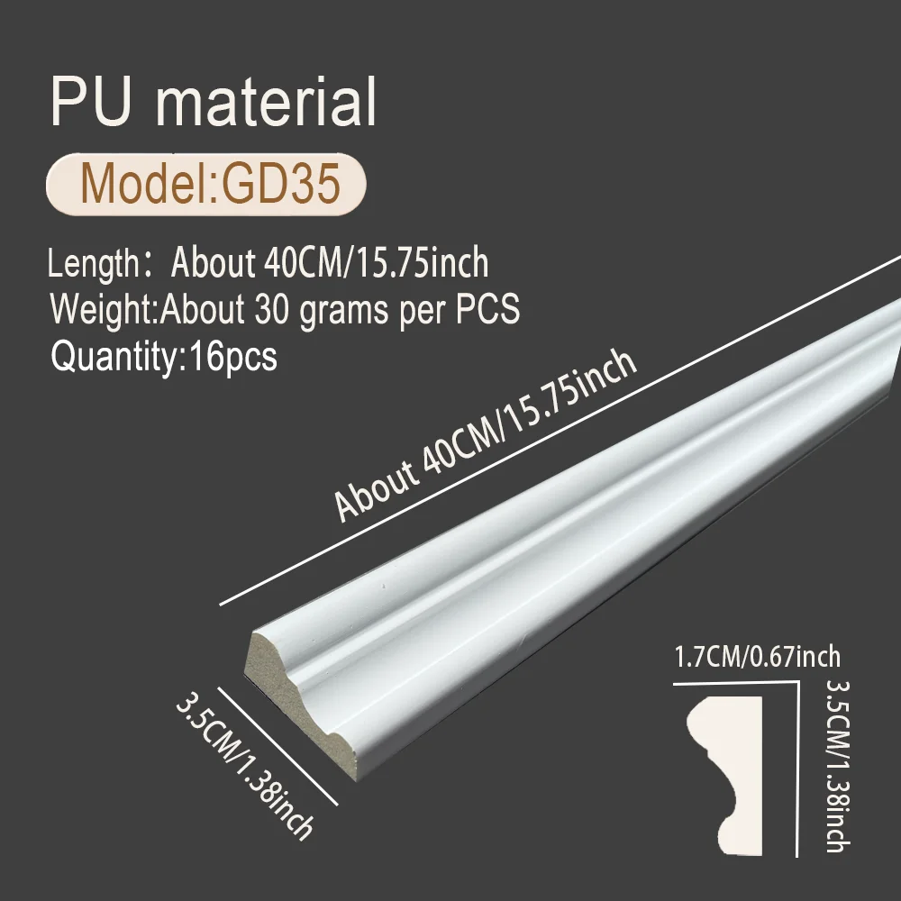 16 Piece  PU Simulated Gypsum Molding Lines, Interior Wall Decorative Trim Moulding