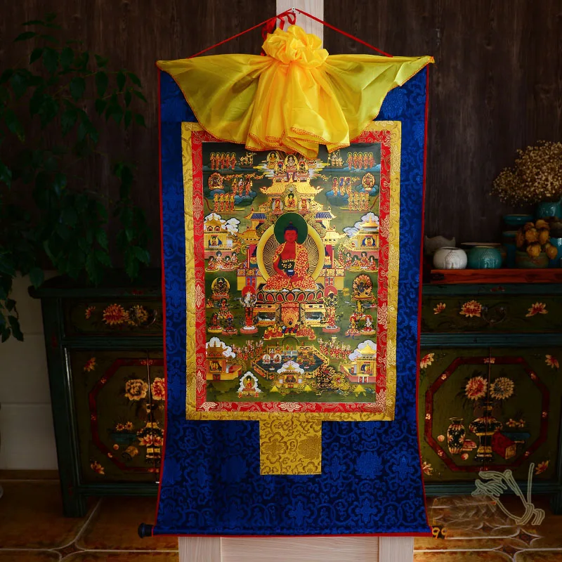 

Amitabha Buddha is like a Tibetan gilded and gilded Thangka hanging picture of the Western Paradise