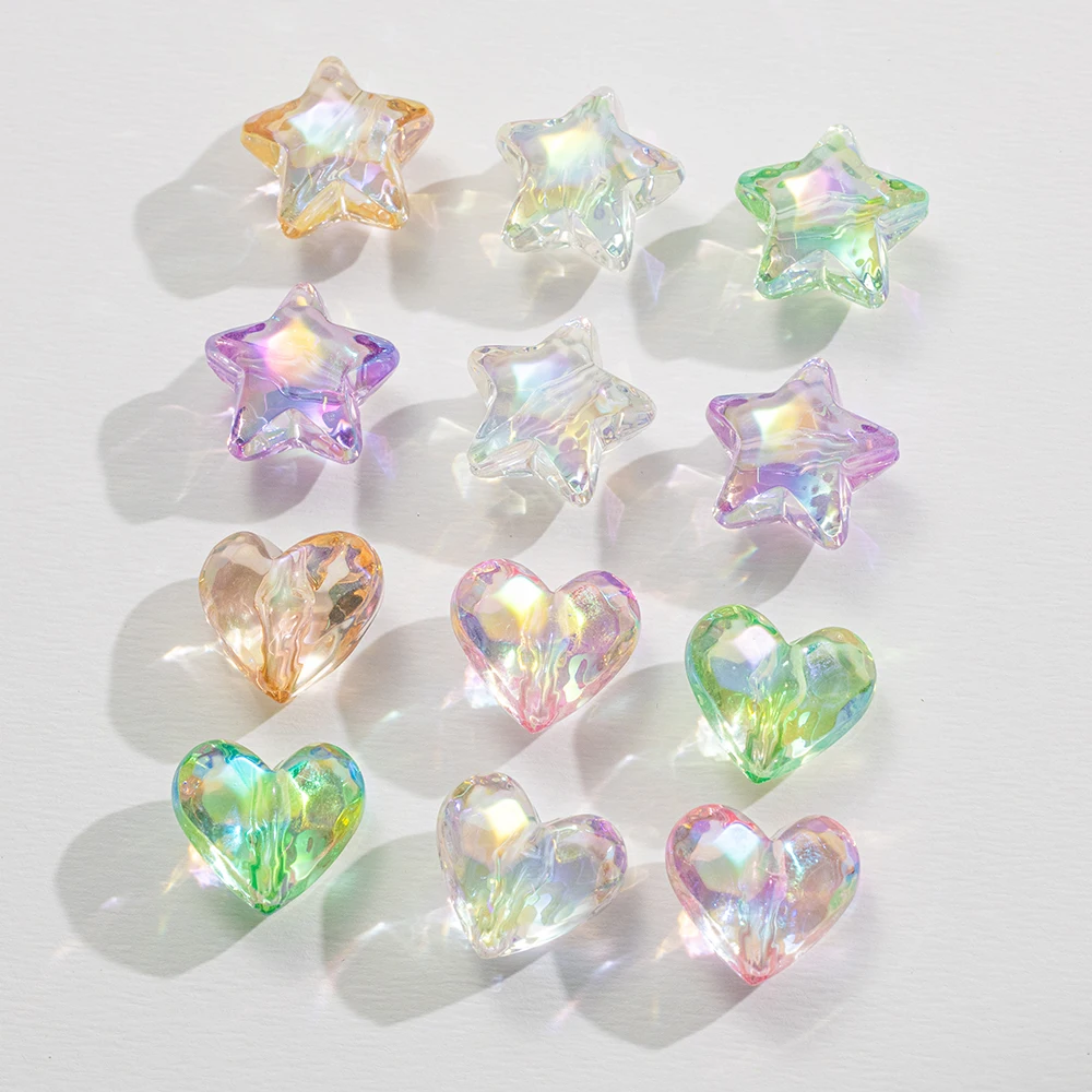 20 قطعة قلب أكريليك نجمة خماسية فضفاض خزر عازل DIY بها بنفسك اليدوية قلادة سوار مستلزمات صناعة المجوهرات اكسسوارات