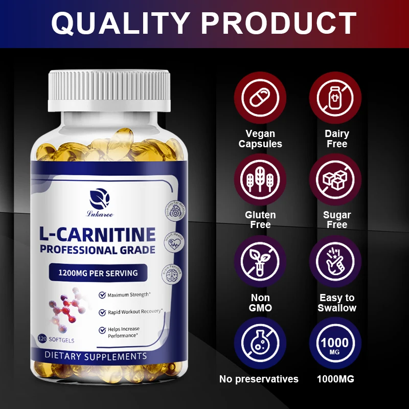 

Lukaree L-Carnitine Capsules Men's Muscle Growth Supplement Fat Metabolism Power Performance