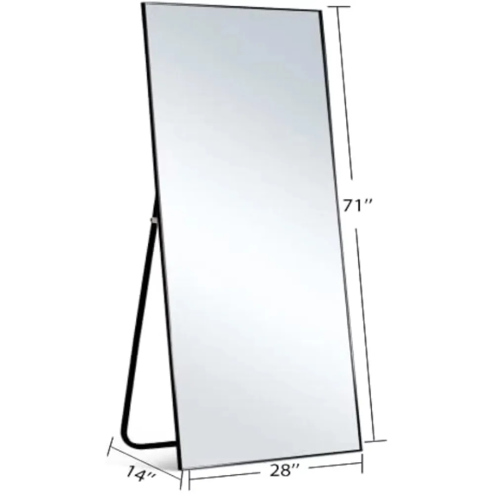 Grand Miroir de Sol de 71x28 Pouces, Cadre en Aluminium, Adapté au Salon, à la Chambre à Coucher, Contre le Mur