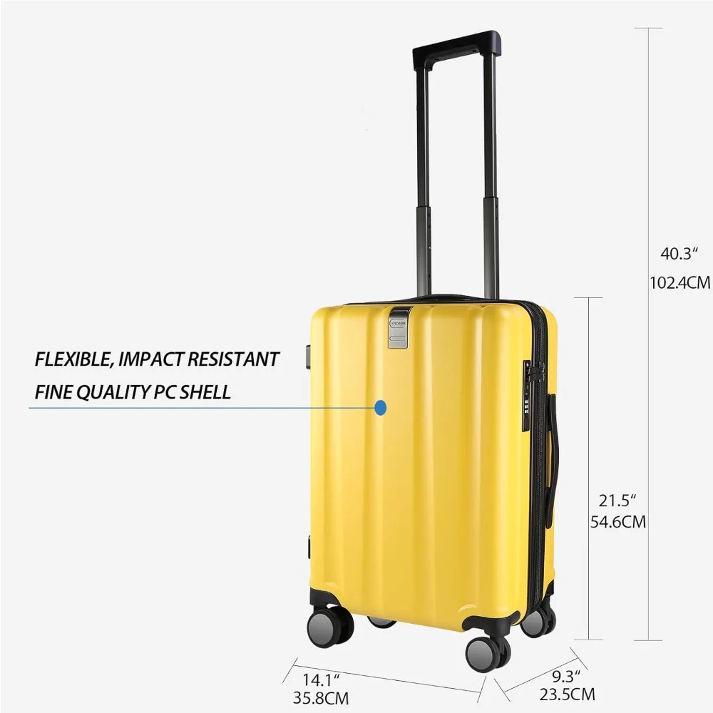 Expandable Hardside Spinner Luggage with TSA Lock, Durable Rolling Suitcase for Travel with Built-in USB Port, Long-Lasting Carr