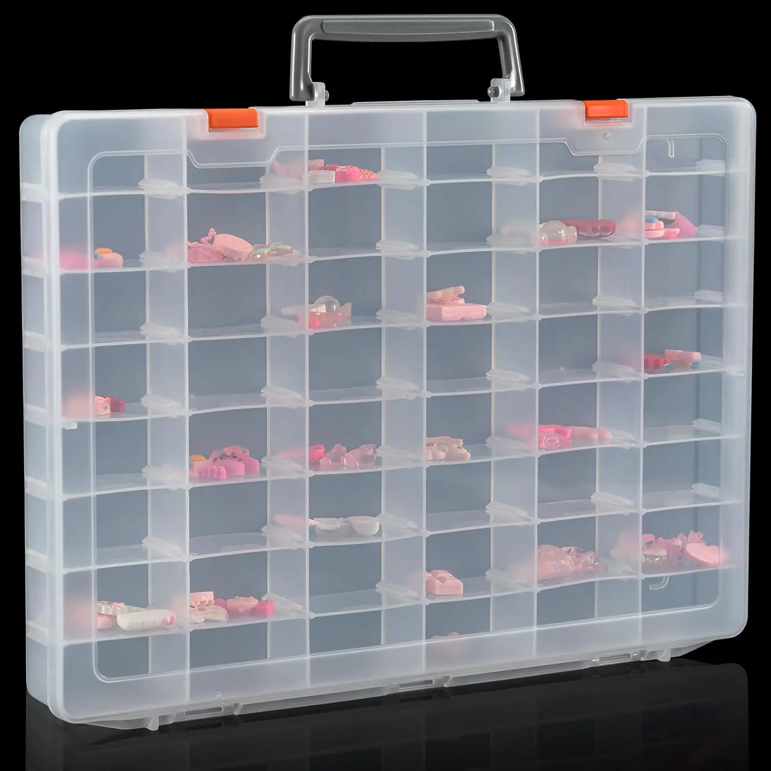 

Large 48 Grids Clear Plastic Organizer Box with Adjustable Dividers for Jewelry Beads Crafts Storage