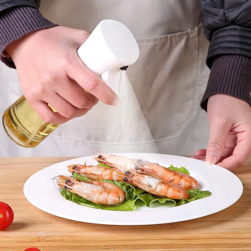 1pc Black/White Kitchen Oil Bottle Cooking Oil Spray 200ml Pneumatic Spray Bottle Fitness Barbecue Spray Oil Dispenser image 2