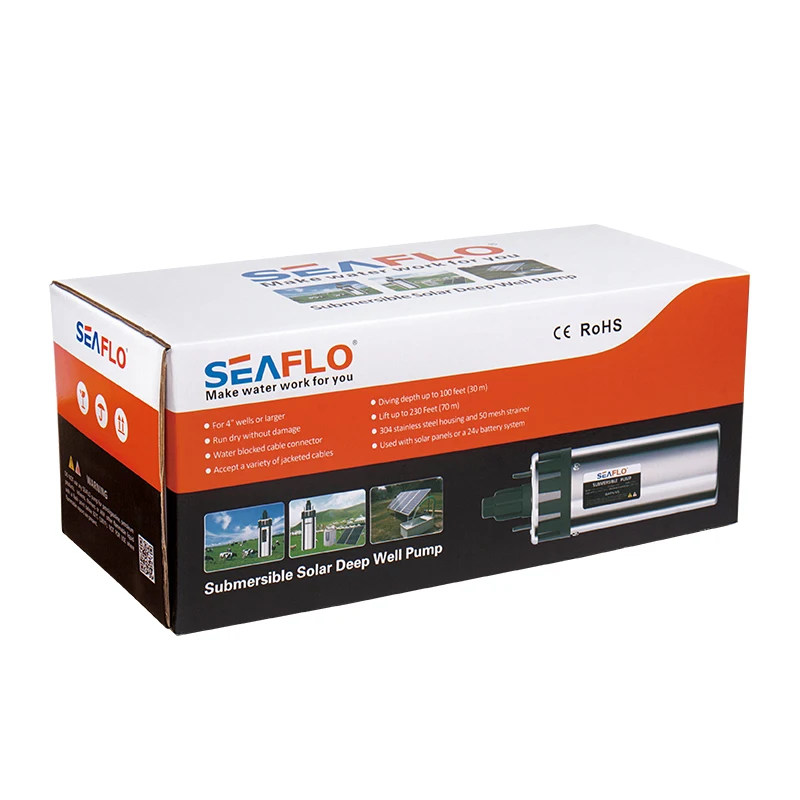 Seaflo 12V 24V DC Submersible Deep Well Pump 100ft Water Pump for Well Livestock Drinking or Tank Filling