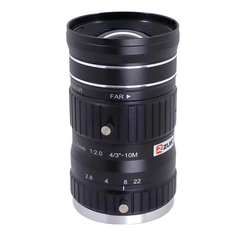 ZLKC 25mm Industrial Camera 4/3'' CMOS Sensors C-Mount Lens 12MP no Distortion Prime Lens F2.0 High Precision Camera lenses