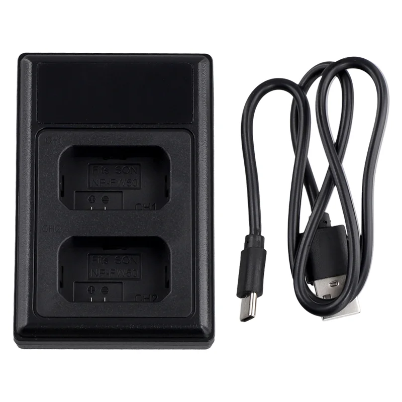 شاحن بطارية مزدوج LCD كامل USB لكاميرا سوني NP-FW50/BN1/BX1/FM50/FZ100/بطارية مع كابل منفذ من النوع C