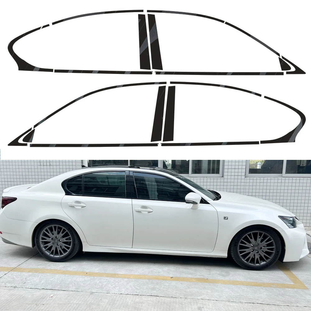 

Наклейка на оконную рамку Chrome Delete для Lexus GS L10 2012-2020, глянцевая/матовая черная, внешняя декоративная наклейка