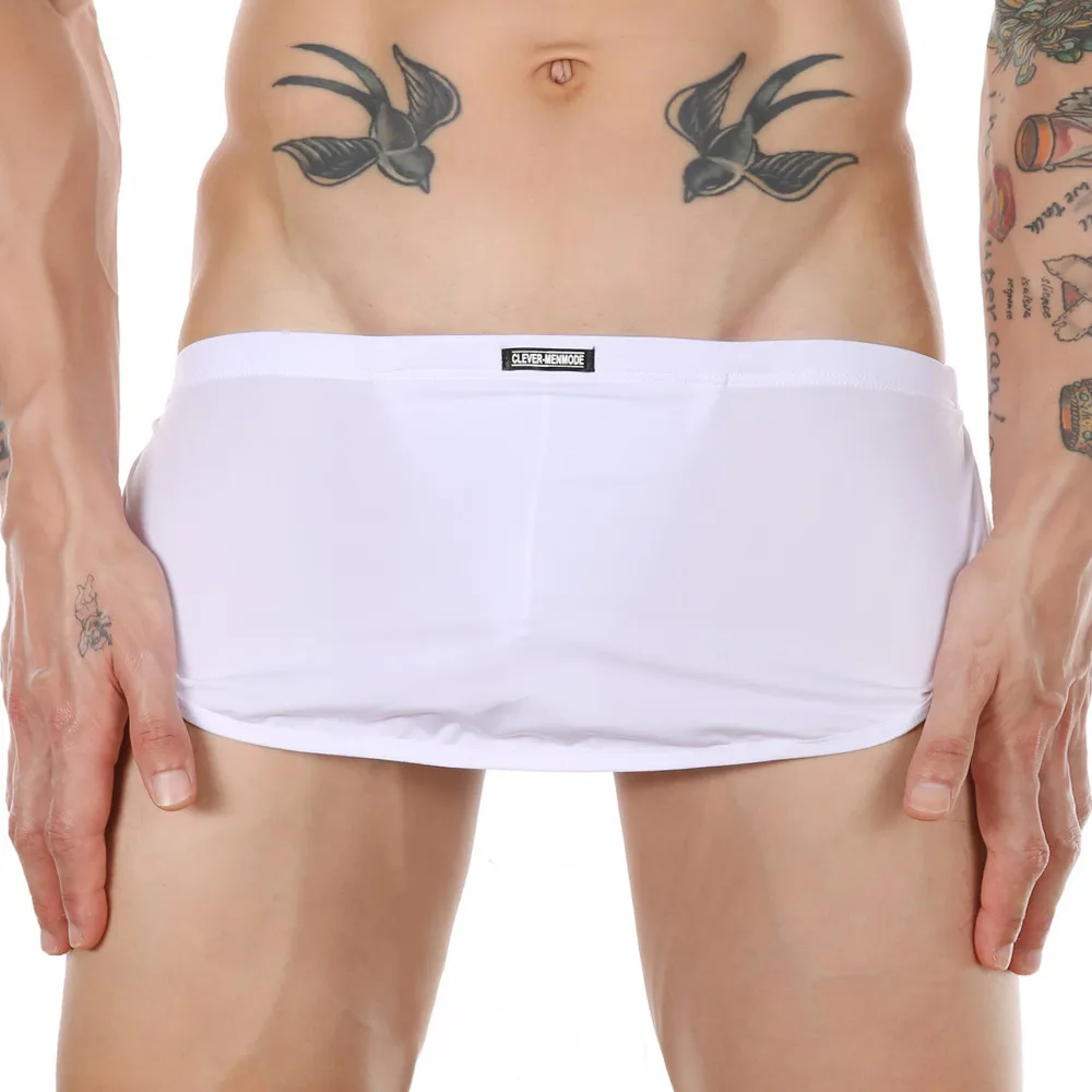 Mens Shorts Trunks Solid Underpants Sleep Lounge Pajama Peni Pouch Underwear Sleepwear Male Skirt Lingerie Hombre