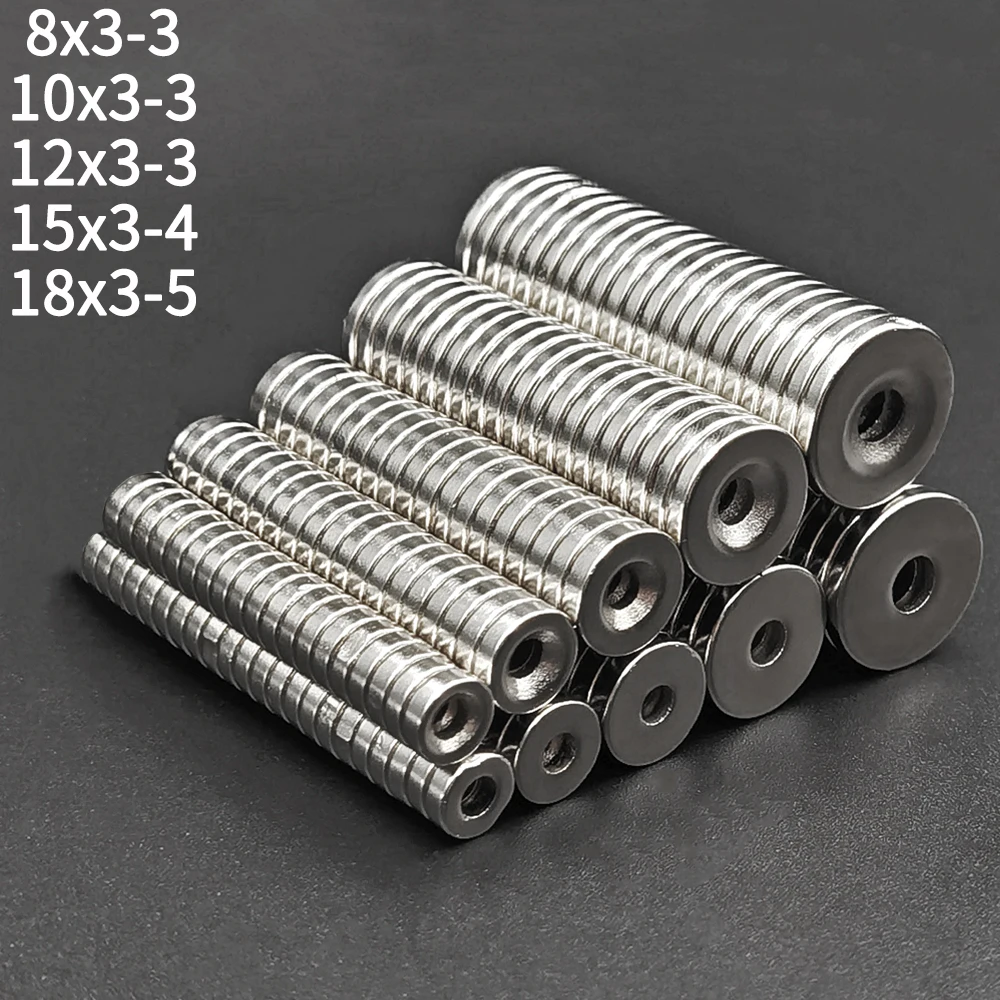 10-50 pcs N35 Strong Magnets Countersunk Round NdFeB Neodymium Magnet Powerful Rare Earth Permanent Fridge Magnets for DIY