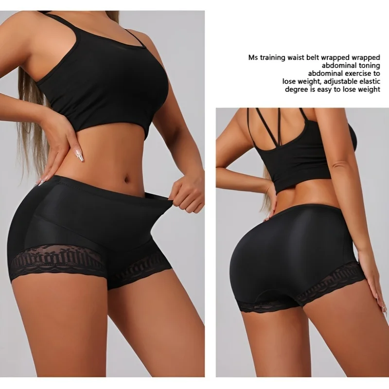 Brelira High Waist Lace Flat Belly Shorts For Women Slimming Panties Shapewear Tummy Control Underwear Female Hip Lifting Pants - view 5