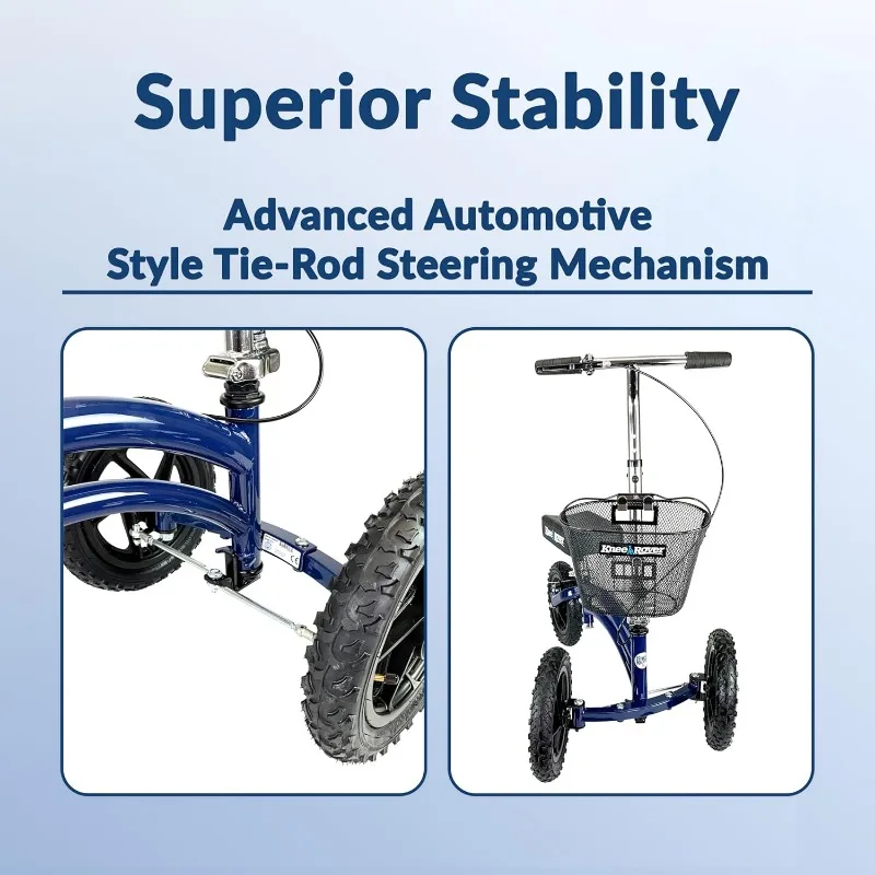 Original Steerable All Terrain Knee Scooter for Adults for Foot Surgery Heavy Duty Knee Walker for Broken Ankle Foot Injuries