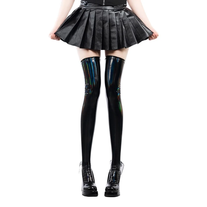 Bas de cuisse en cuir PVC, grande taille, look mouillé, gothique, Punk, Laser éblouissant, brillant, pôle danse, boîte de nuit, Lingerie de fête